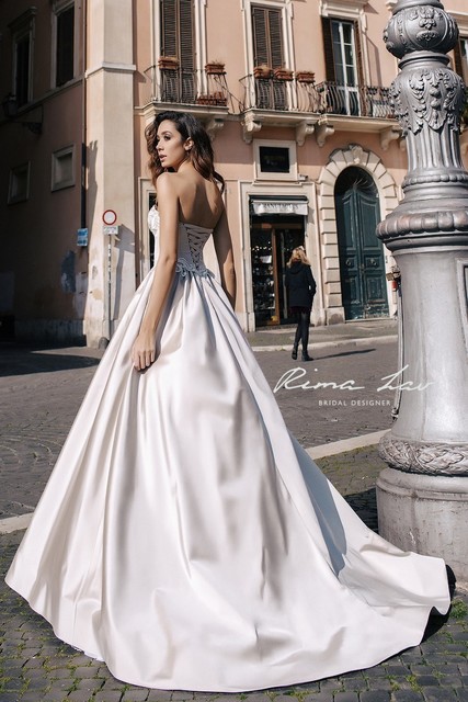 Свадебное платье Эния. Силуэт А-силуэт. Цвет Айвори / Капучино. Вид 3