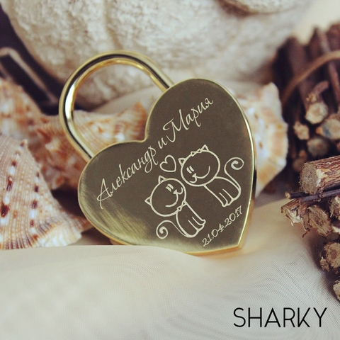 Замочек свадебный с гравировкой Сердечко от Студия арт-гравировки SHARKY 1