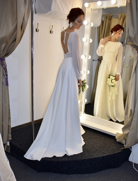 Свадебное платье Грета. Силуэт А-силуэт. Цвет Белый / Молочный. Вид 2