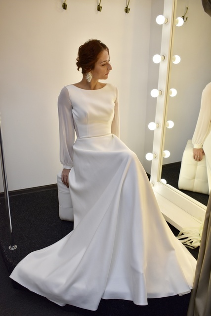 Свадебное платье Грета. Силуэт А-силуэт. Цвет Белый / Молочный. Вид 4