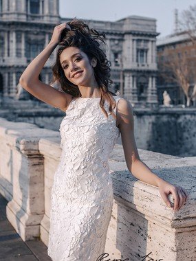 Свадебное платье Лайза. Силуэт Прямое. Цвет Айвори / Капучино. Вид 2