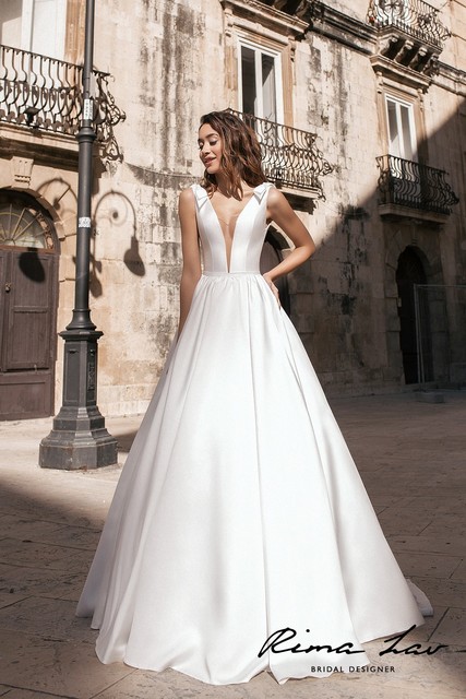 Свадебное платье Лорин. Силуэт А-силуэт. Цвет Белый / Молочный. Вид 3