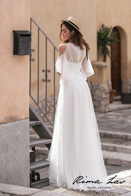 Свадебное платье Пенелопа. Силуэт А-силуэт. Цвет Белый / Молочный. Вид 2