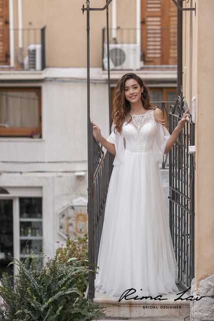 Свадебное платье Пенелопа. Силуэт А-силуэт. Цвет Белый / Молочный. Вид 3