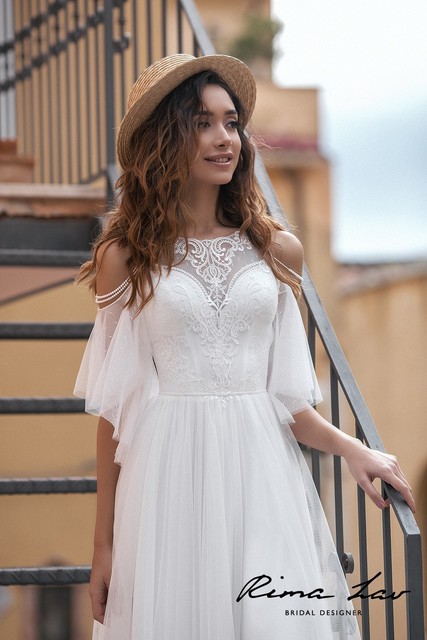 Свадебное платье Пенелопа. Силуэт А-силуэт. Цвет Белый / Молочный. Вид 4