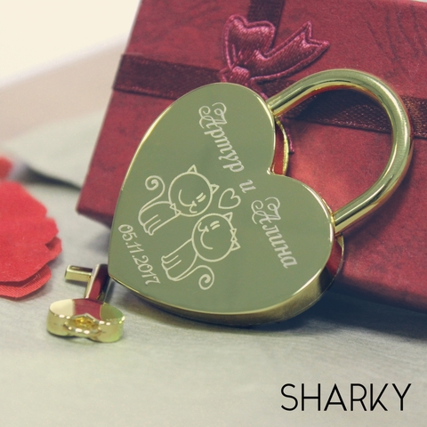 Замочек свадебный с гравировкой Сердечко от Студия арт-гравировки SHARKY 1