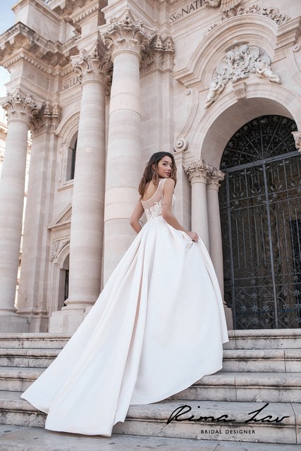 Свадебное платье Ким. Силуэт А-силуэт. Цвет Айвори / Капучино. Вид 2