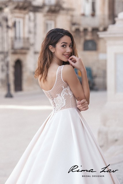 Свадебное платье Ким. Силуэт А-силуэт. Цвет Айвори / Капучино. Вид 4