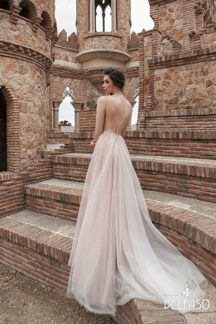 Свадебное платье Аника. Силуэт А-силуэт. Цвет Лавандовый / Фиолетовый, Персик / Оранжевый. Вид 2