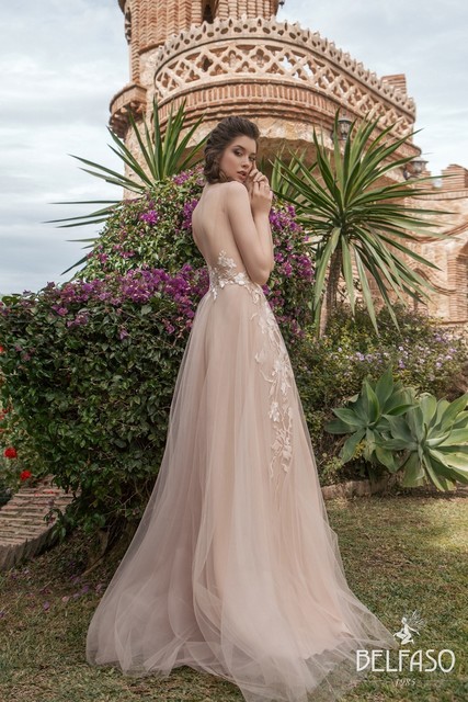 Свадебное платье Мирра. Силуэт А-силуэт. Цвет Айвори / Капучино. Вид 2