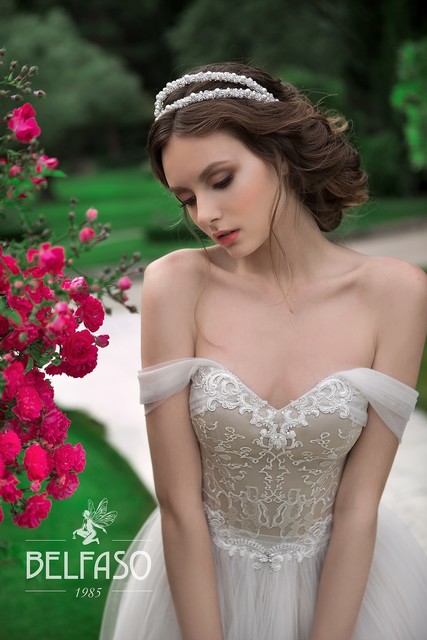 Свадебное платье Анелия. Силуэт Пышное. Цвет Айвори / Капучино, Белый / Молочный. Вид 4