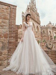 Свадебное платье Эпика. Силуэт А-силуэт. Цвет Белый / Молочный. Вид 1