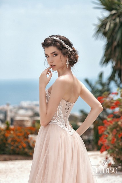 Свадебное платье Летис. Силуэт Пышное. Цвет Айвори / Капучино. Вид 4