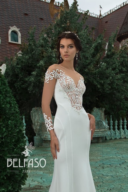 Свадебное платье Киера. Силуэт Рыбка. Цвет Белый / Молочный. Вид 3