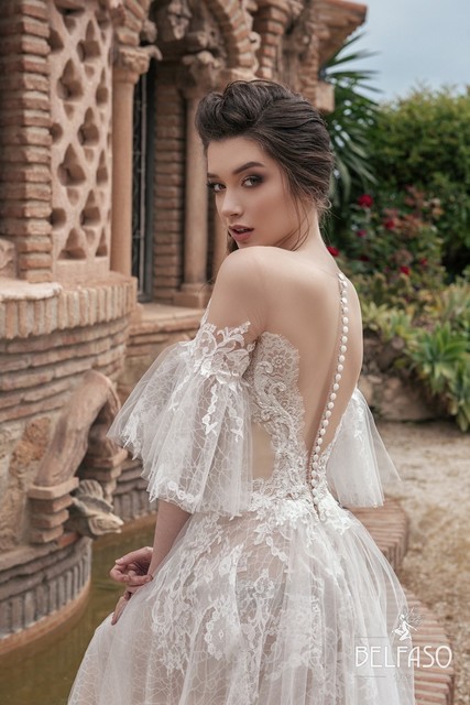 Свадебное платье Амрита. Силуэт А-силуэт. Цвет Айвори / Капучино, Белый / Молочный. Вид 2