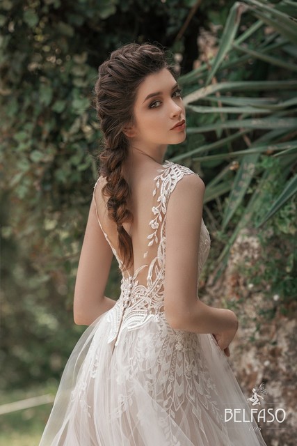 Свадебное платье Малена. Силуэт А-силуэт. Цвет Айвори / Капучино, Белый / Молочный. Вид 2