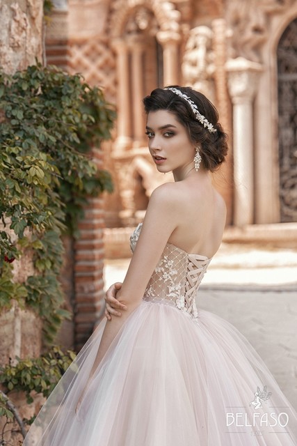 Свадебное платье Миррабелль. Силуэт Пышное. Цвет Айвори / Капучино. Вид 4