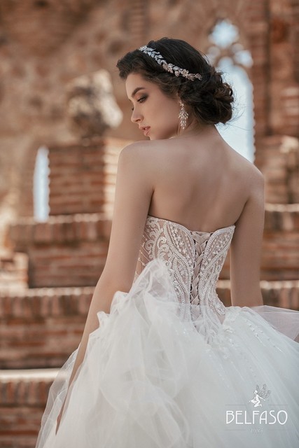 Свадебное платье Прима. Силуэт Пышное. Цвет Айвори / Капучино, Белый / Молочный. Вид 2