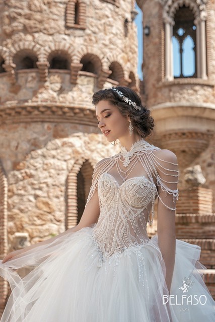 Свадебное платье Прима. Силуэт Пышное. Цвет Айвори / Капучино, Белый / Молочный. Вид 3