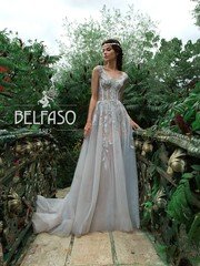 Свадебное платье Лилит. Силуэт А-силуэт. Цвет Голубой / Синий. Вид 1