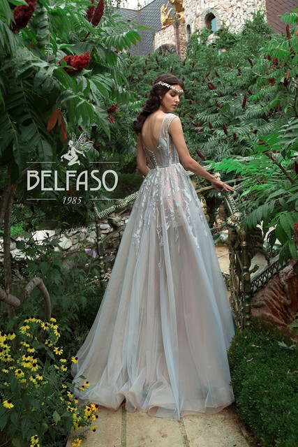 Свадебное платье Лилит. Силуэт А-силуэт. Цвет Голубой / Синий. Вид 2