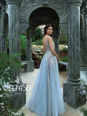 Свадебное платье Аква голубое. Силуэт А-силуэт. Цвет Голубой / Синий. Вид 2