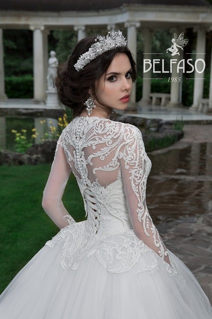 Свадебное платье Ясмин. Силуэт Пышное. Цвет Айвори / Капучино. Вид 4