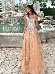 Свадебное платье Алана. Силуэт А-силуэт. Цвет Персик / Оранжевый. Вид 1