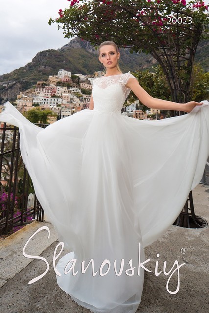 Свадебное платье 20022. Силуэт А-силуэт. Цвет Белый / Молочный. Вид 2