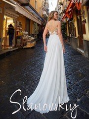 Свадебное платье 20018. Силуэт А-силуэт. Цвет Белый / Молочный. Вид 2