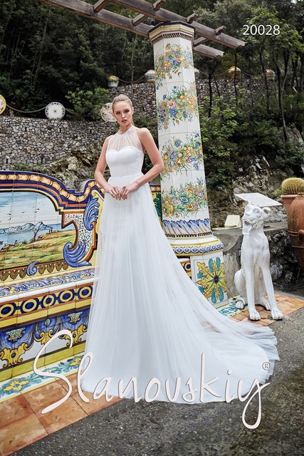 Свадебное платье 20028. Силуэт А-силуэт. Цвет Белый / Молочный. Вид 2