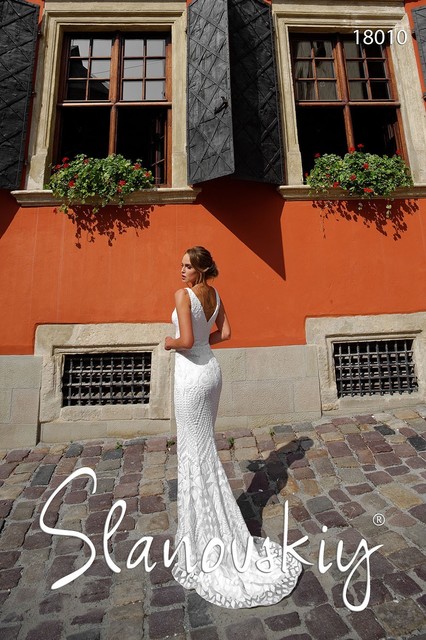 Свадебное платье 18010. Силуэт Рыбка. Цвет Белый / Молочный. Вид 2