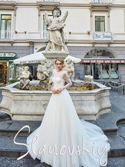 Свадебное платье 20012. Силуэт А-силуэт. Цвет Белый / Молочный. Вид 1