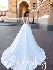 Свадебное платье 21009. Силуэт А-силуэт. Цвет Белый / Молочный. Вид 2