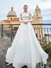 Свадебное платье 20025. Силуэт А-силуэт. Цвет Белый / Молочный. Вид 1