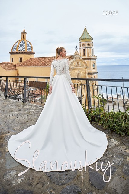 Свадебное платье 20025. Силуэт А-силуэт. Цвет Белый / Молочный. Вид 2