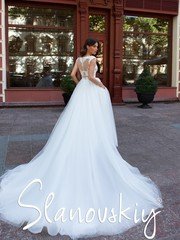 Свадебное платье 21013. Силуэт А-силуэт. Цвет Белый / Молочный. Вид 2