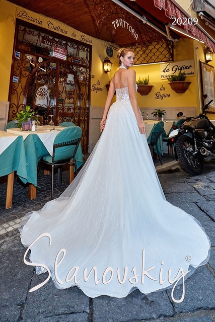 Свадебное платье 20209. Силуэт А-силуэт. Цвет Белый / Молочный. Вид 2