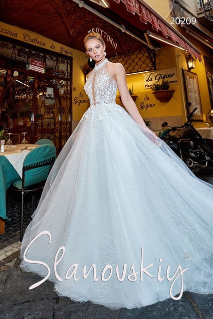 Свадебное платье 20209. Силуэт А-силуэт. Цвет Белый / Молочный. Вид 3