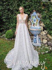 Свадебное платье 20016. Силуэт А-силуэт. Цвет Белый / Молочный. Вид 1