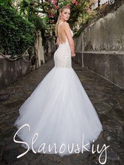 Свадебное платье 20019. Силуэт Рыбка. Цвет Белый / Молочный. Вид 2