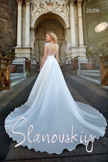 Свадебное платье 20206. Силуэт А-силуэт. Цвет Белый / Молочный. Вид 2