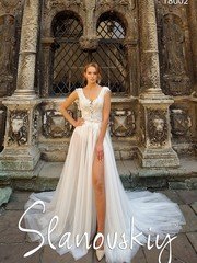 Свадебное платье 18002. Силуэт А-силуэт. Цвет Белый / Молочный. Вид 1