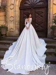 Свадебное платье 21006. Силуэт А-силуэт. Цвет Белый / Молочный. Вид 2