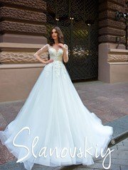 Свадебное платье 21018. Силуэт Пышное. Цвет Белый / Молочный. Вид 1