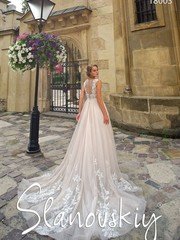 Свадебное платье 18003. Силуэт А-силуэт. Цвет Айвори / Капучино. Вид 2