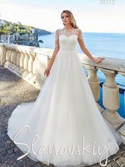 Свадебное платье 20212. Силуэт А-силуэт. Цвет Белый / Молочный. Вид 1