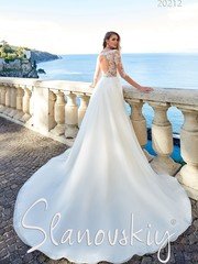 Свадебное платье 20212. Силуэт А-силуэт. Цвет Белый / Молочный. Вид 2