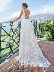 Свадебное платье 20010. Силуэт А-силуэт. Цвет Белый / Молочный. Вид 2