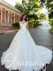 Свадебное платье 21001. Силуэт Пышное. Цвет Белый / Молочный. Вид 1